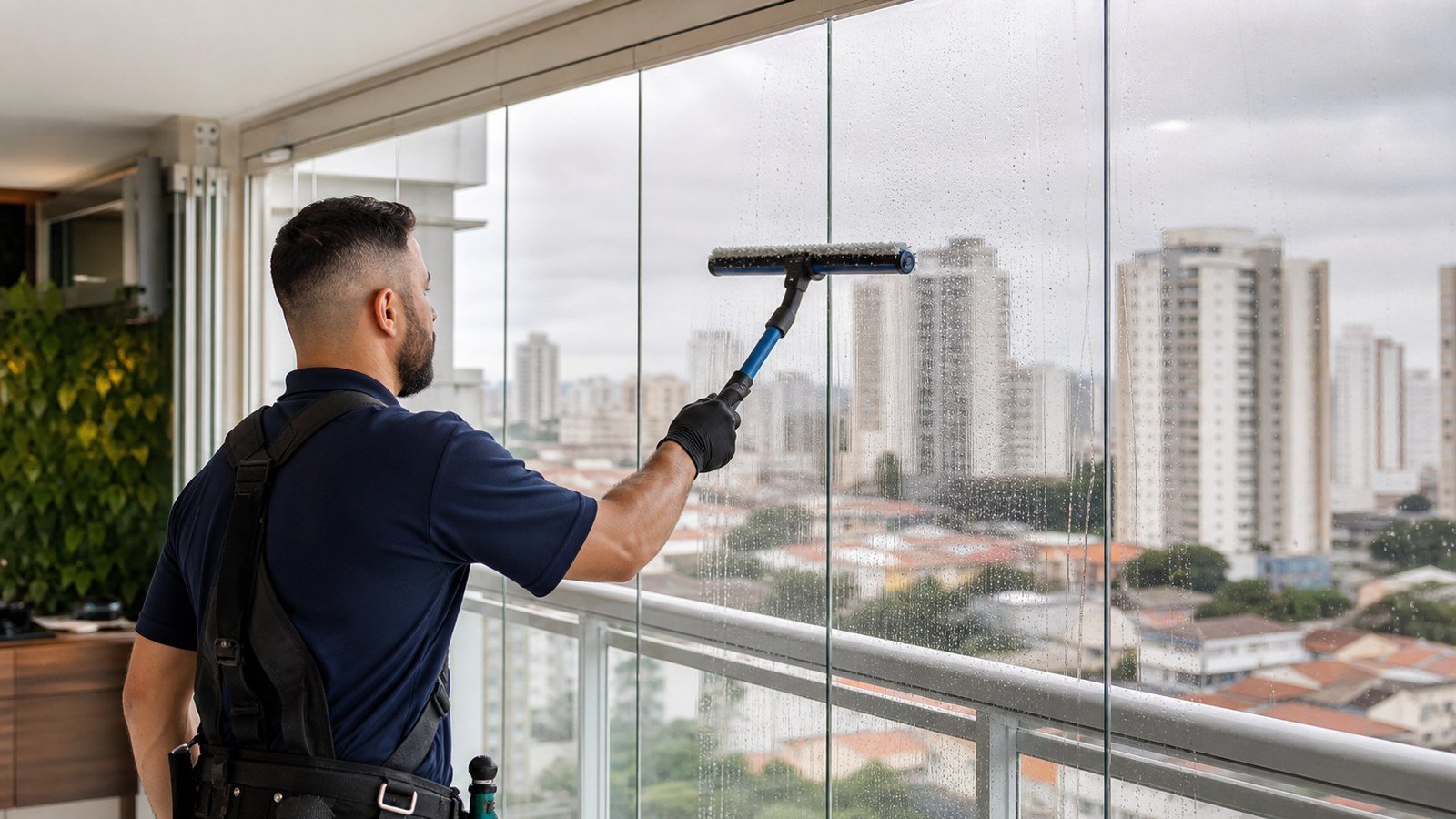 Limpeza de vidros na Mooca: sacada, janela e marcas de chuva em apartamento - LimpoSim Higienização em São Paulo