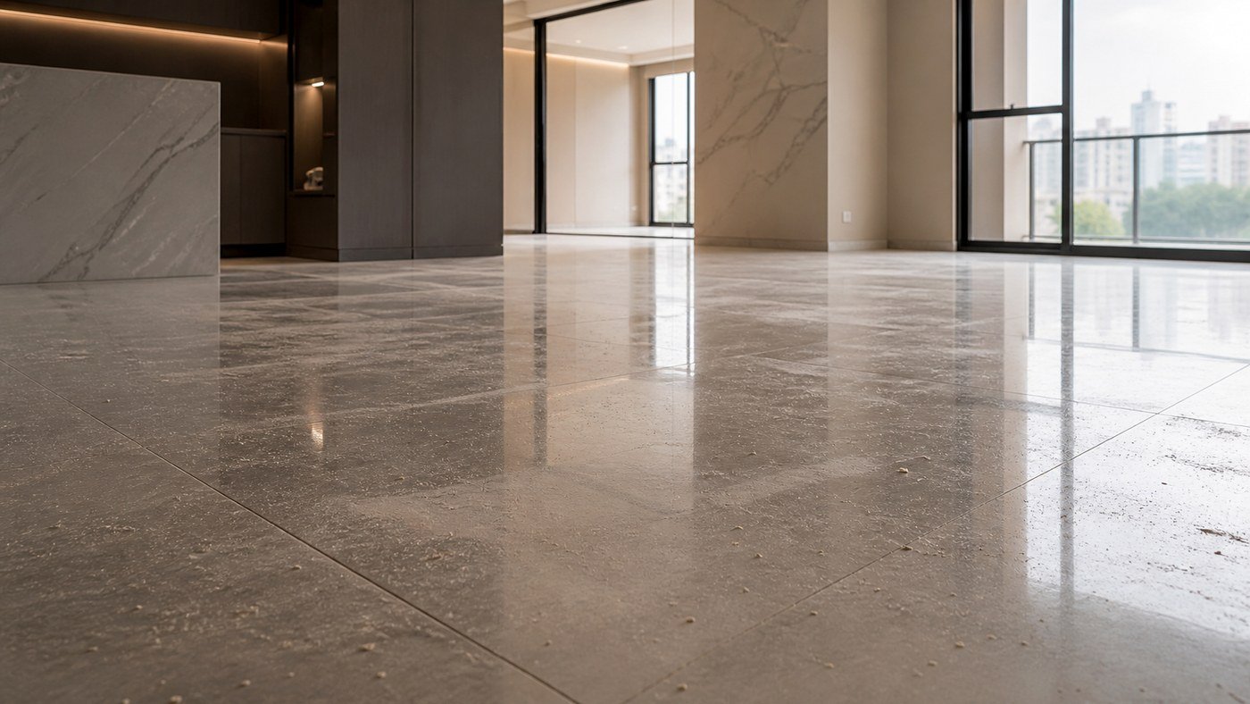 Porcelanato em apartamento recém-reformado: resíduo de obra e risco de risco - LimpoSim Higienização em São Paulo