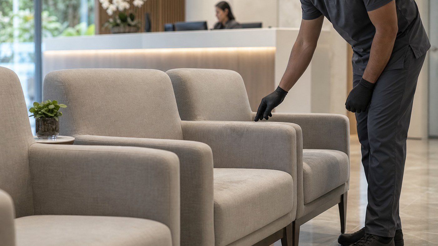 Poltronas de sala de espera: manchas nos braços e percepção do cliente