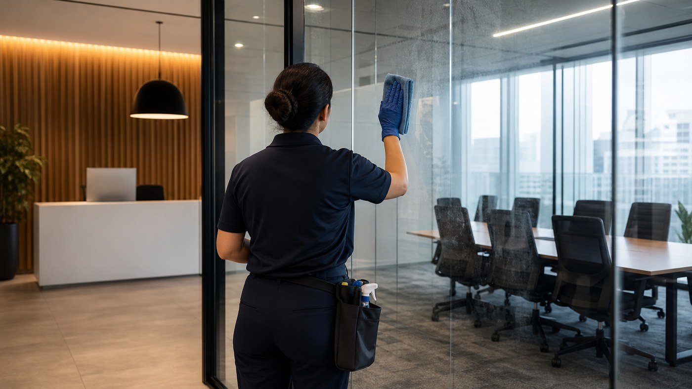 Vidros de escritório com marcas de dedo: rotina para recepção e sala de reunião - LimpoSim Higienização em São Paulo